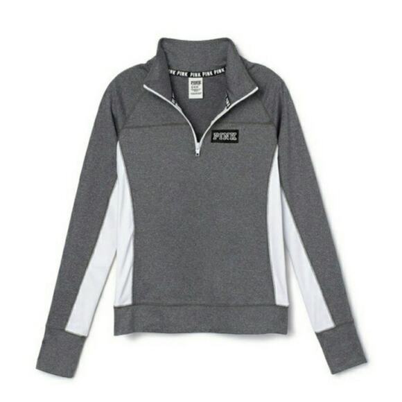 PINK Victoria's Secret Tops - PINK Victoria's Secret Ultimate Gray Half Zip Pullover Small Athleisure